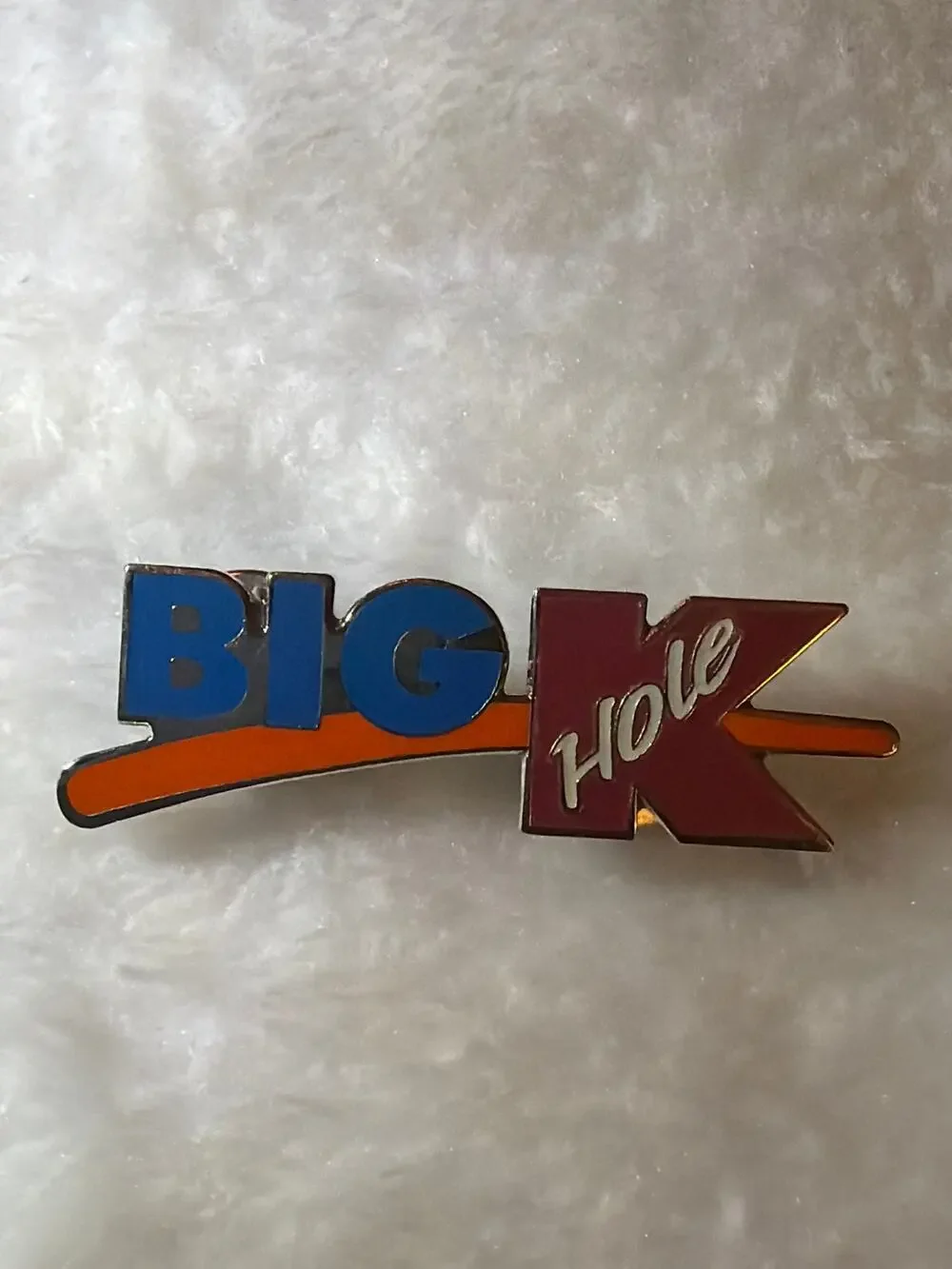 Big K Hole Glow In The Dark Enamel Lapel Hat Pin Kmart Parody Double Post